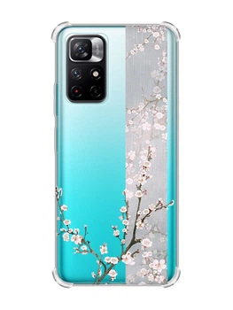 Чехол с утолщёнными углами на Xiaomi Redmi Note 11 4G Цветущая сакура (принт 285)