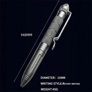 Тактическая ручка с стеклобоем из авиационного алюминия черная Military pen