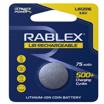 Акумулятор батарейка Rablex LIR2016 3.6v 75mAh