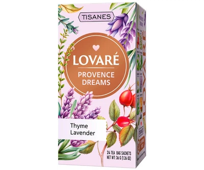 Трав'яний чай Lovare Tisanes Provence Dreams з чебрецем та лавандою в саше 24шт