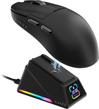 Ігрова Мишка AJAZZ AJ159 APEX Black 2.4G/Bluetooth/Кабель Магнітна Зарядна Док-Станція З Екранчиком, PAW3950, 42K DPI, 56g.