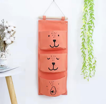 Настенный органайзер с карманами CUTE BEAR хлопковый подвесной органайзер / сумка для хранения с 3 отделениями, оранжевый (97924990)