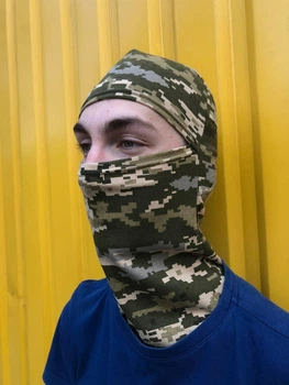 Тактична балаклава тонка трикотажна військова весна-осінь піксель