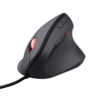 Игровая вертикальная мышь Trust GXT 144 Rexx / 10000 DPI / 6 кнопок / RGB подсветка / Черная Б/В