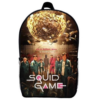 Рюкзак школьный Игра в кальмара (School Gear bag Squid Game 02) черный, 39 х 27 х 14 см