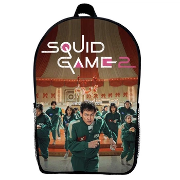 Рюкзак школьный Игра в кальмара (School Gear bag Squid Game 05) черный, 39 х 27 х 14 см