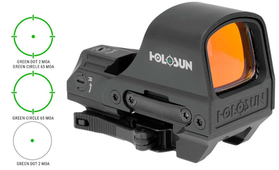 Коліматорний приціл HOLOSUN HE510C-GR (зелена підсвітка) Сонячні батареї