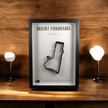 Объемная Рамка с 3D Трассой Mount Panorama Circuit (Mount Panorama/Wahluu) / Bathurst, New South Wales, Australia / Маунт Панорама в Масштабе 1:40 000 Black Matte / Frame 32x23x3