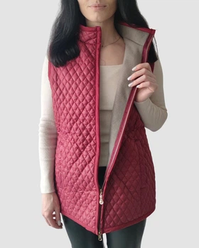 Жилетка женская на флисе демисезонная, бордовая 3XL (54)