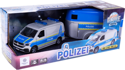 Pojazd Kids Globe Volkswagen T6 Policja z przyczepą na konie (8713219505342)