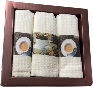 Набор 3 вафельных полотенца Nilteks Towels кухонные 40x60 см Lux 3d Coffee (TA303375767)