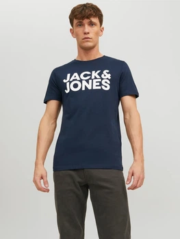 Футболка хлопковая длинная мужская Jack & Jones 12151955 M Темно-синяя (5714487088226)