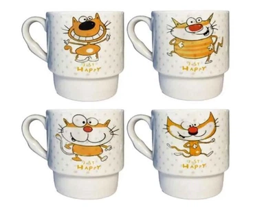 Набор 4 шт Чашек Happy cat 320 мл (без упаковки) 021-04-012/У
