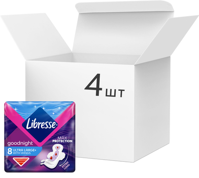 Прокладки гігієнічні Libresse Ultra Goodnight Large нічні 6 крапель 4 пачки по 8 шт (7322540960235_1)