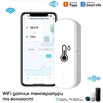 Умный Wi-Fi Bluetooth датчик температуры и влажности Tuya, Smart Life, управление со смартфона