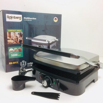 Електричний прижимний гриль Rainberg RB-5413 з терморегулятором 3200W