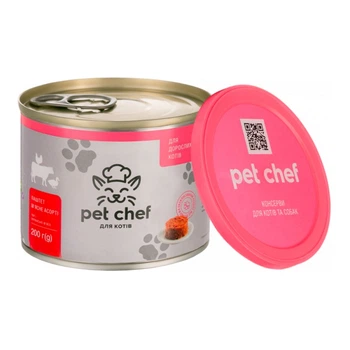 Вологий корм для котів Pet Chef м'ясне асорті 200 г
