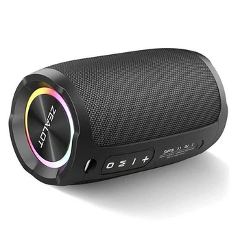 Портативная Bluetooth колонка ZEALOT S49, IP67, BT5.0, USB, AUX, TF, 6h с LED подсветкой black