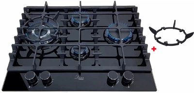 Варочная поверхность газовая Luxor RG 680 BGL BK турбо конфорка слева + подставка Wok в подарок черный