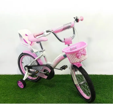 Детский велосипед Kids Bike Crosser 3 - 16 розовый с дополнительными колесами для девочек 5 лет и старше легкий прочный с ножным и ободным тормозом 16 дюймов стальная рама