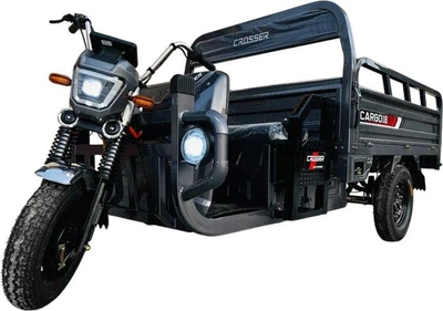 Грузовой электроскутер-самосвал трёхколёсный CROSSER Cargo 18" (1500W, 72V, 58Ah) Серый