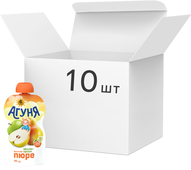 Упаковка фруктового пюре Агуня Яблуко-Груша 90 г х 10 шт (4823063127974)