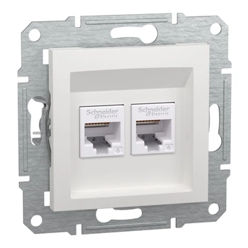 Компьютерная розетка Schneider Electric Asfora RJ45 кат. 6 UTP без рамки двойная белая EPH4870121