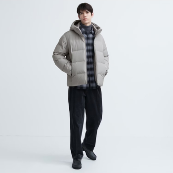 Пуховик Uniqlo розмір XL світло сірий (459624)