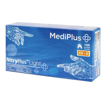 Нітрилові рукавички MediPlus NitryPlus, розмір XS, блакитні, 100 шт