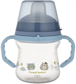 Кружка тренировочная с силиконовым носиком "FirstCup. Bonjour Paris ", 150 мл, голубая - Canpol Babies (1319634-31101392)