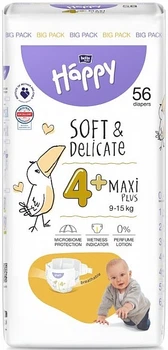 Детские подгузники 9-15 кг, размер 4+ Maxi Plus, 56 шт - Bella Baby Happy Soft & Delicate 56шт (1274140-31163646)