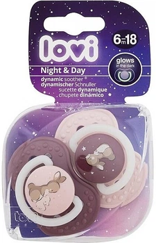 Пустышка силиконовая динамическая 6-18 месяцев "Night&Day Girl", 2 шт. - Lovi (1297589-31338952)