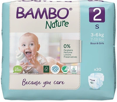 Эко-подгузники "Nature", размер 2 (3-6 кг), 30 шт. - Bambo Nature 30шт (962223-31022468)