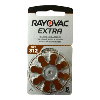 Батарейки для слуховых аппаратов воздушно-цинковые Rayovac Extra 312 - 80 шт, 10 блистеров в коробке