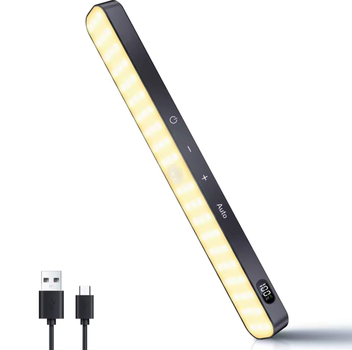 LED лампа на магніті з акумулятором 1300mAh Світлодіодна панель з датчиком руху 3000К тепле світло (Black)