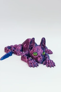 Кот Сфинкс подвижная игрушка 30 см Сине-фиолетовый