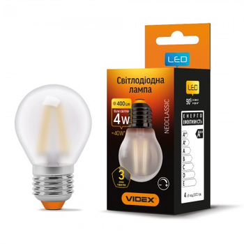 LED лампа VIDEX Filament G45FMD 4W E27 4100K 220V дімерна (VL-G45FMD-04274)