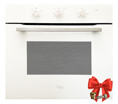 Духова шафа газова Luxor Qualität 60 GWO Grill конвектор, біле скло + набір для підключення пропан в подарунок, білий
