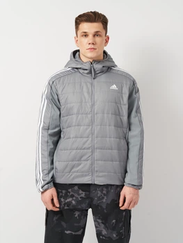 Куртка демісезонна з капюшоном чоловіча Adidas Ess 3S In Hyb J IX8894 S Сіра (4067896843018)