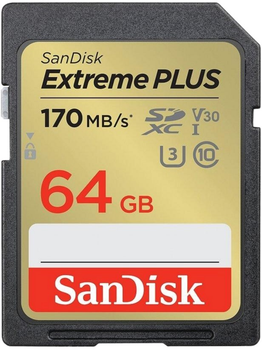 Карта памяті SanDisk 64GB SD class 10 UHS-I Extreme PLUS (SDSDXW2-064G-GNCIN) 282641