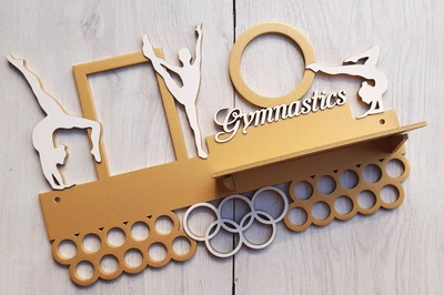 Підставка для медалей гімнастика індивідуальна 50смх35см золота (Medalnutsa-0602-438)