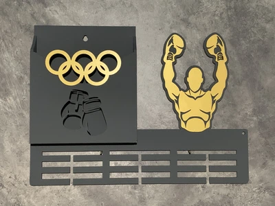 Поличка для медалей і нагород бокс індивідуальна 50смх35см сіра (Medalnutsa-0602-918)