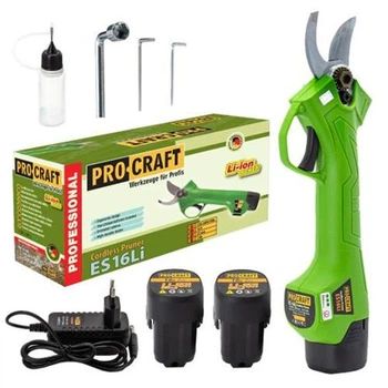 Аккумуляторный секатор (ножницы) Procraft ES16Li (бесщеточный) +2 аккумулятора и зу