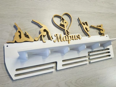 Поличка для медалей і нагород гімнастика Марія 50смх35см біла (Medalnutsa-0602-463)