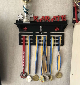 Поличка для медалей і нагород карате індивідуальна 50смх35см чорна (Medalnutsa-0602-601)