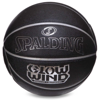 Баскетбольний м'яч Spalding Glow Wind, чорний, розмір 7, поліуретан, армована бутилова камера.(OB_2ACE8D5D7C15)