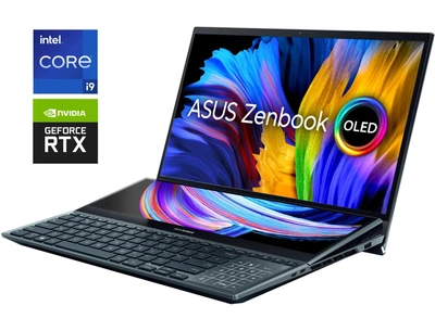 Игровой ноутбук Б-класс Asus ZenBook Pro Duo UX582HM / 15.6" (3840x2160) OLED Touch / Intel Core i9-11900H (8 (16) ядер по 2.1 - 4.9 GHz) / 32 GB DDR4 / 1000 GB SSD / nVidia GeForce RTX 3060, 6 GB GDDR6, 192-bit / WebCam б/у