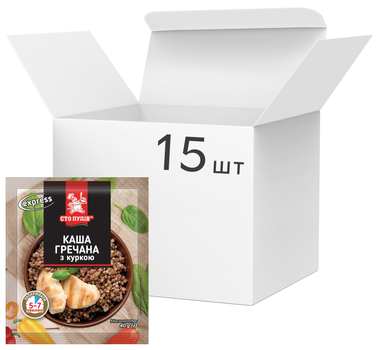 Упаковка каші гречаної з куркою Сто Пудів 40 г х 15 шт (4820235615208)