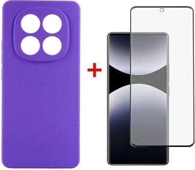 Комплект чохол для смартфона + скло DENGOS Carbon для Xiaomi Redmi Note 14 Pro Purple (DG-KM-130)