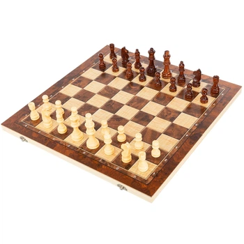 Набор игровой 3 в 1 шахматы, шашки, нарды деревянные (44х44 см)